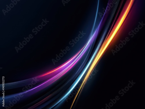 Engaging visual of colorful neon lines swirling and glowing against a black background creating a stunning effect