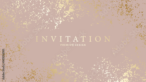 Abstract elegant design with gold pattern on pink background. Premium vector illustration for invitation, flyer, cover, luxe invite, business banner, prestigious voucher, social media, ads.