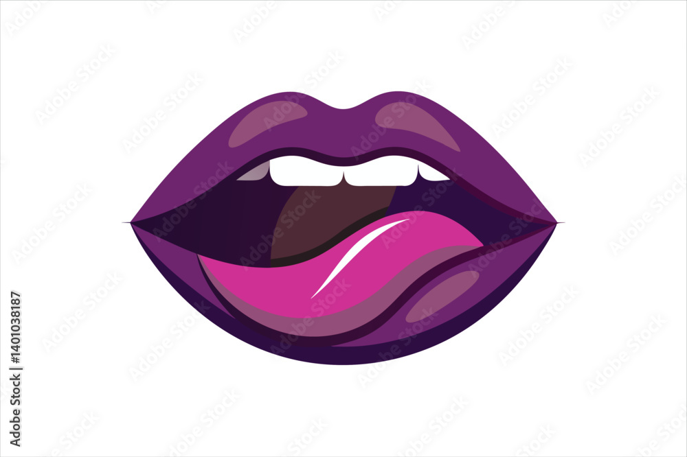 Trendy Dark Purple Lips with Tongue Sticking Out on Transparent PNG Trendy Dark Purple Lips with Tongue Sticking Out on Transparent PNG