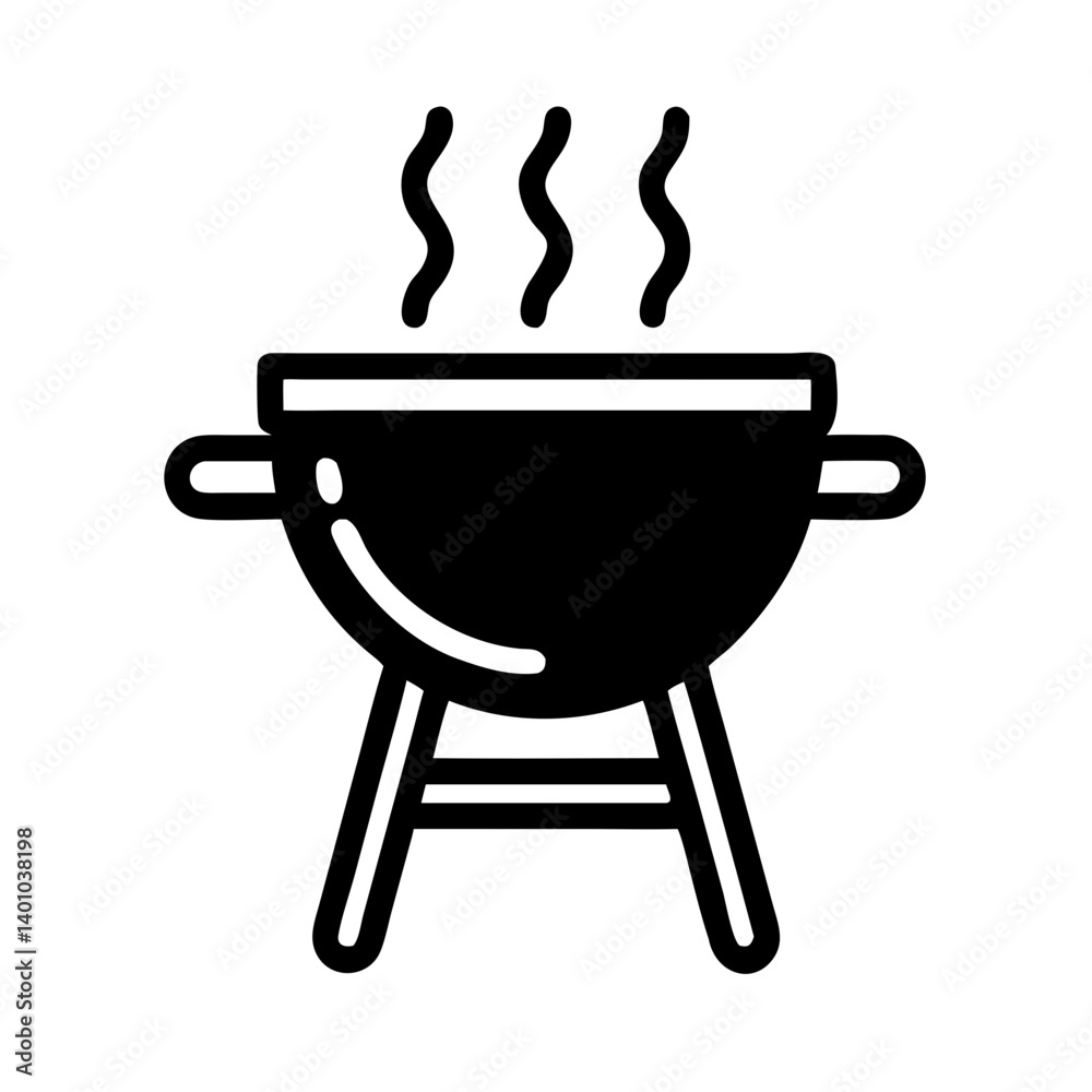 Barbecue Grill with Smoke Lines Icon Design Barbecue Grill with Smoke Lines Icon Design