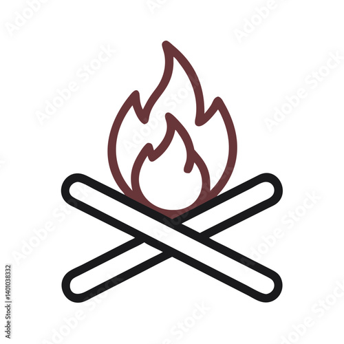Campfire with Crossed Sticks Icon Design