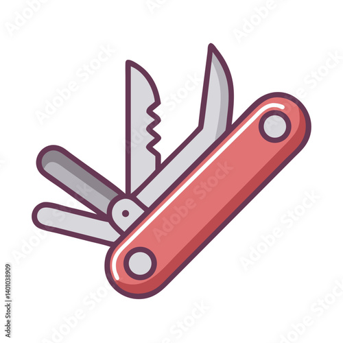 Swiss Army Knife with Tools Icon Design