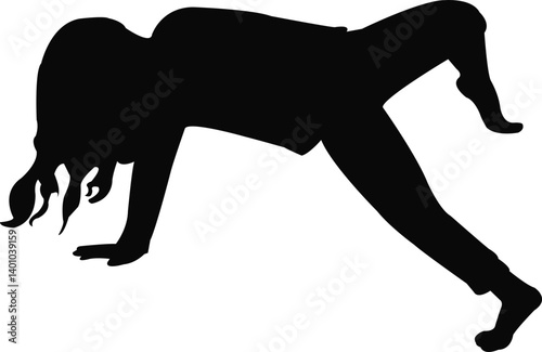 a girl is about to fell down body, silhouette vector