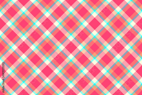 Vibrant pink, orange, and teal plaid pattern.  Perfect for textile design, fashion, or website backgrounds. This cheerful, geometric design evokes feelings of warmth and energy.