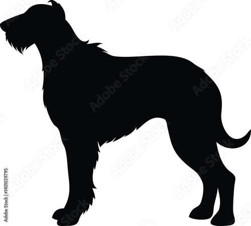 Irish Wolfhound Silhouette Isolated on Transparent Background Dog Breed Design