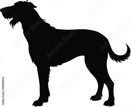 Irish Wolfhound Silhouette Isolated, Standing Dog Breed, Design On Transparent