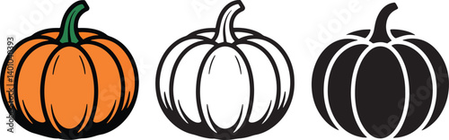 pumpkin illustration, outline, silhouette vector illustration isolated On Transparent Background