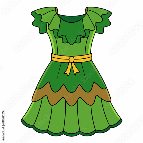 green dress isolated on white background