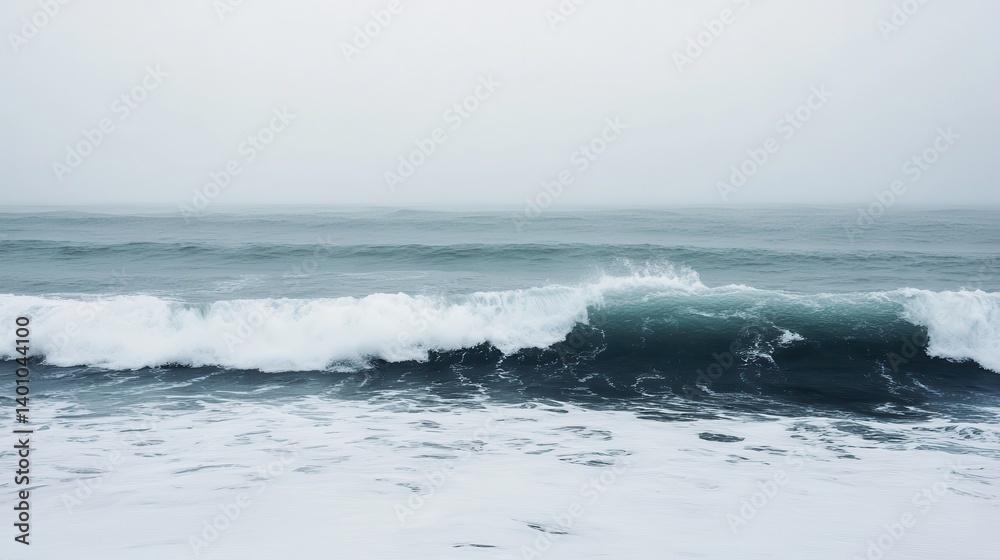Ocean wave crashing, misty coast, dramatic sky, nature backdrop Ocean wave crashing, misty coast, dramatic sky, nature backdrop