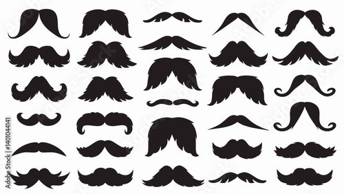 Moustache silhouette vector set