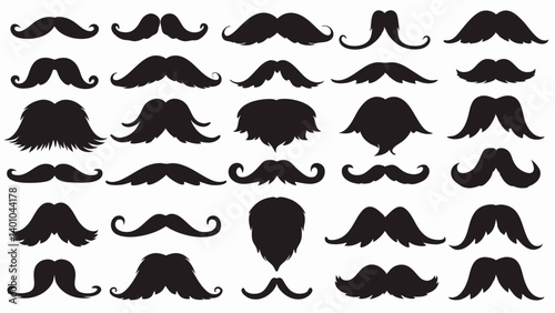 Moustache silhouette vector set