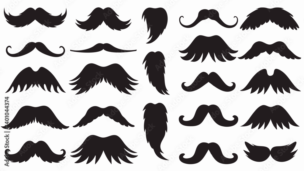 Moustache silhouette vector set Moustache silhouette vector set