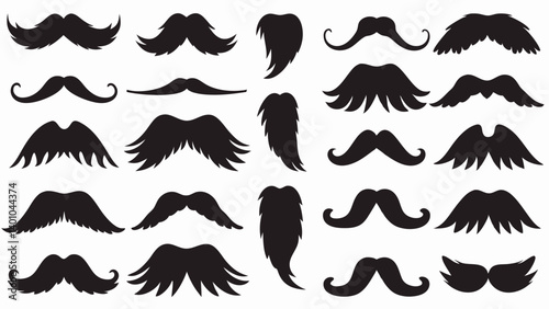 Moustache silhouette vector set