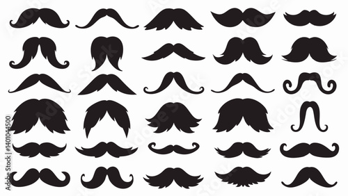 Moustache silhouette vector set
