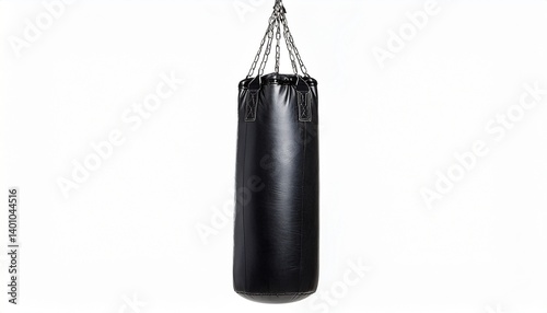 black punching bag isolated on white background for fitness and boxing training