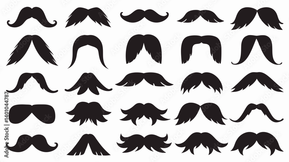 Moustache silhouette vector set Moustache silhouette vector set