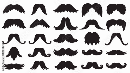 Moustache silhouette vector set