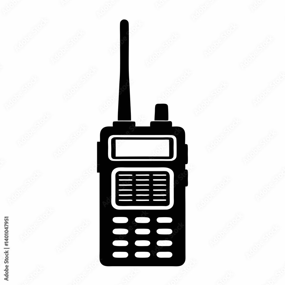 Walkie Talkie Radio Transceiver Communication Device Black Silhouette Icon Vector Graphic Walkie Talkie Radio Transceiver Communication Device Black Silhouette Icon Vector Graphic