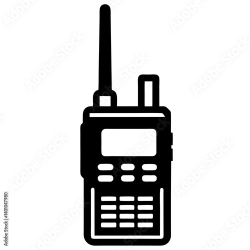 Black Silhouette Walkie Talkie Icon Two Way Radio Communication Device