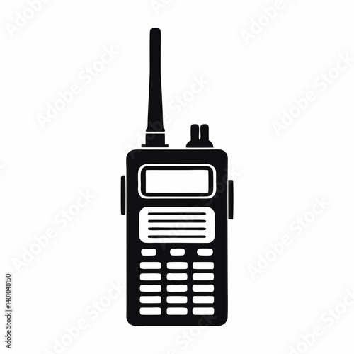 Black Walkie Talkie Silhouette Portable Radio Communication Device For Emergency Services