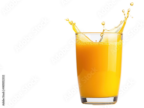 Refreshing drink splashing in glass cutout background vibrant environment close-up view summer concept