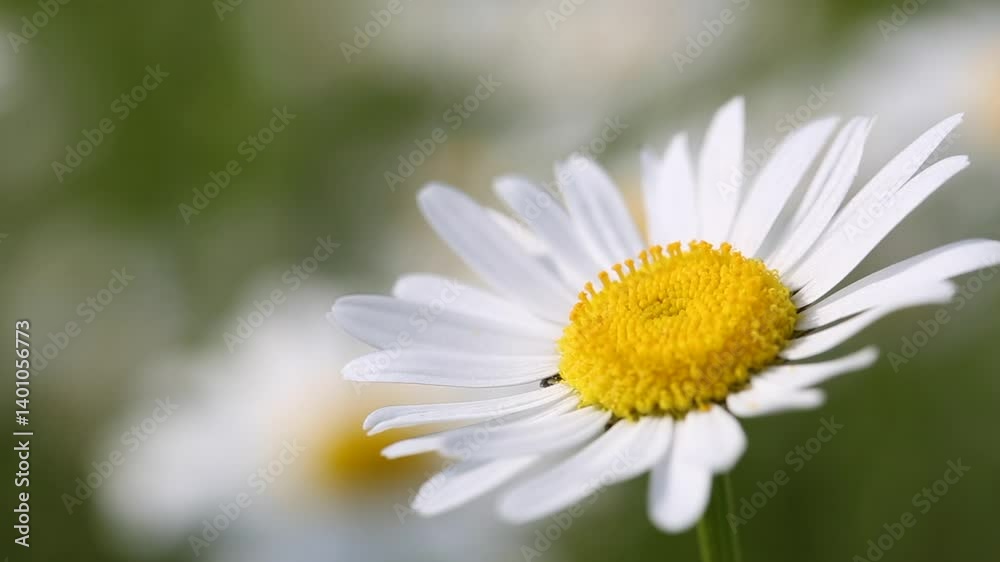 Handheld shot of marguerites in a field Handheld shot of marguerites in a field