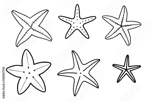 Star fish line art set