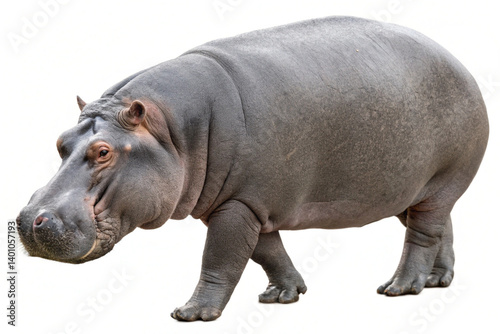 hippopotamus in water isolated