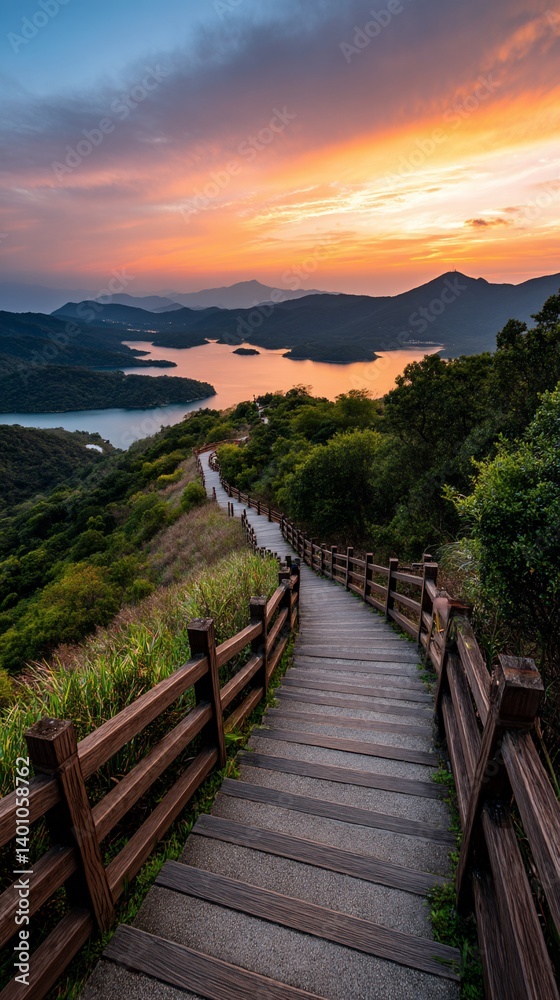 Fototapeta premium Scenic mountain path at sunset