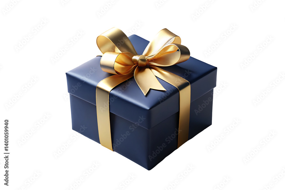 A gold gift box with a red ribbon and bow, isolated for any holiday celebration surprise A gold gift box with a red ribbon and bow, isolated for any holiday celebration surprise