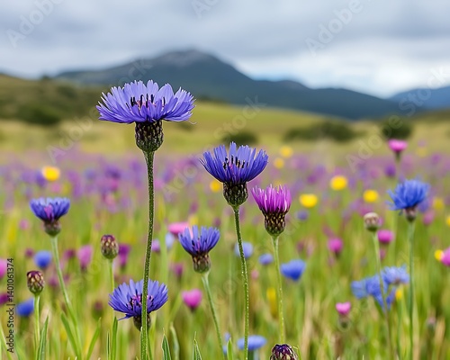 Colorful wildflowers meadow photo