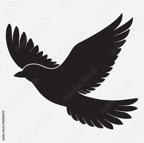 a flying bird silhouette vector art illustration, dove in flight