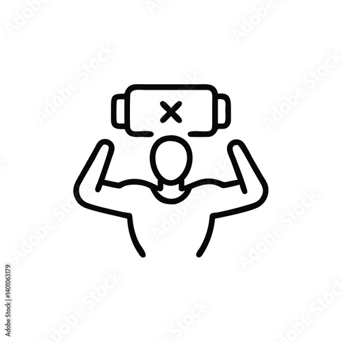 Man Suffering Headache Or Burden Carrying Object On Head Outline Icon Stress Concept Illustration
