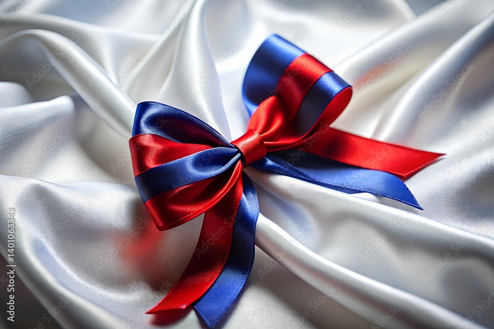 Juneteenth Ribbon Bow – Red, White & Blue on Satin