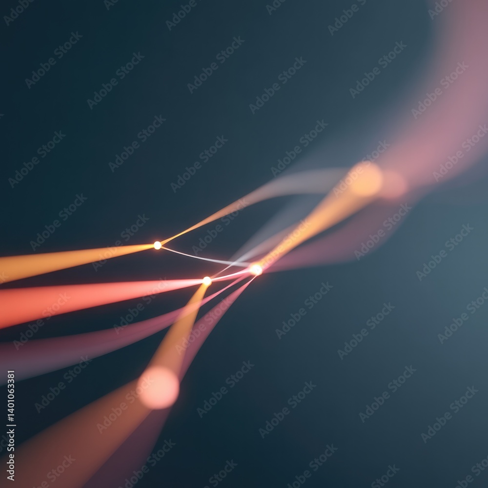 create minimalistic scene featuring concept of machine learning with interconnected neural network lines in vibrant