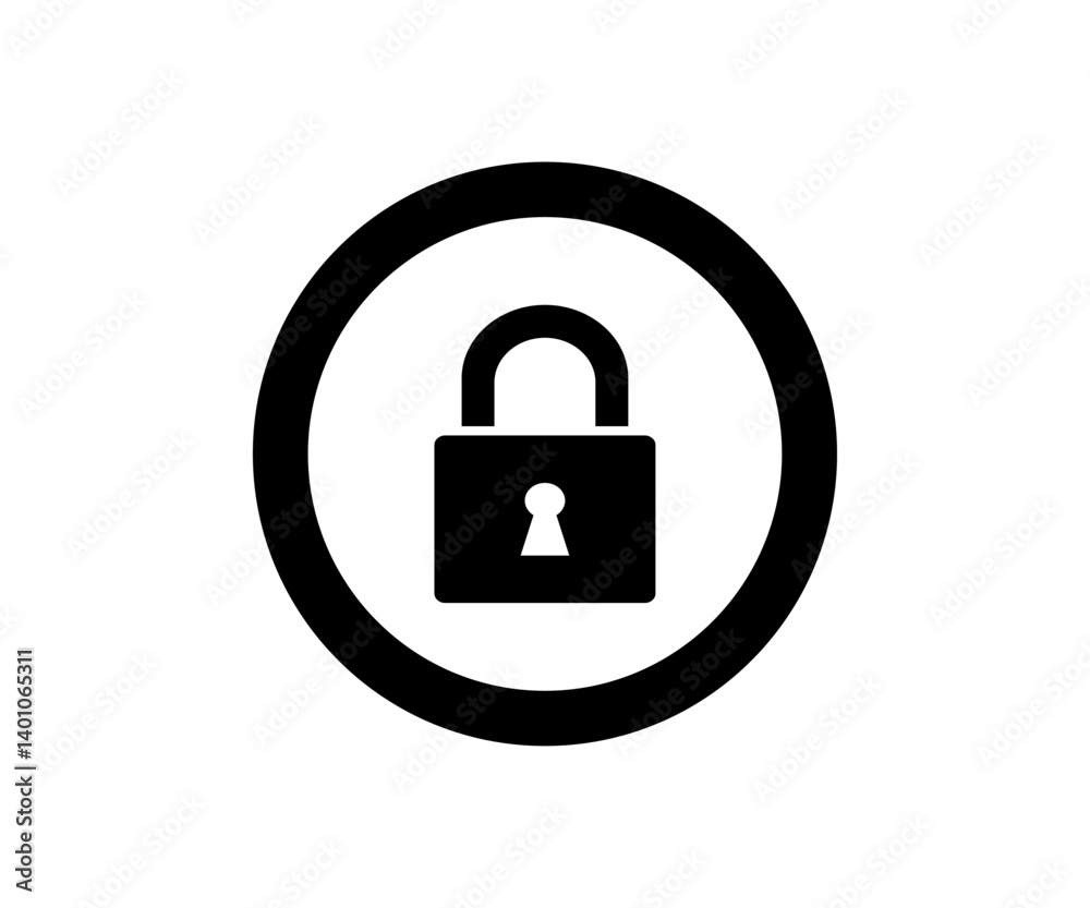 Black circle with a lock icon. Security symbol. Lock open vector design and illustration.
Black circle with a lock icon. Security symbol. Lock open vector design and illustration.