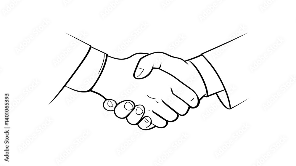 Handshake Drawing Symbolizing Agreement and Business Partnership Handshake Drawing Symbolizing Agreement and Business Partnership