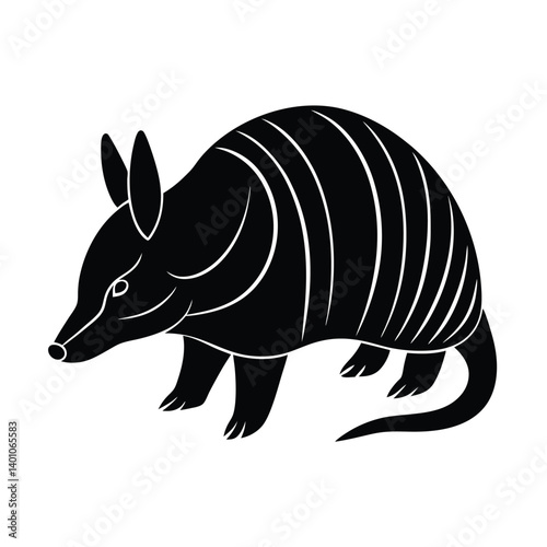 silhouette vector of armadillo on white background
