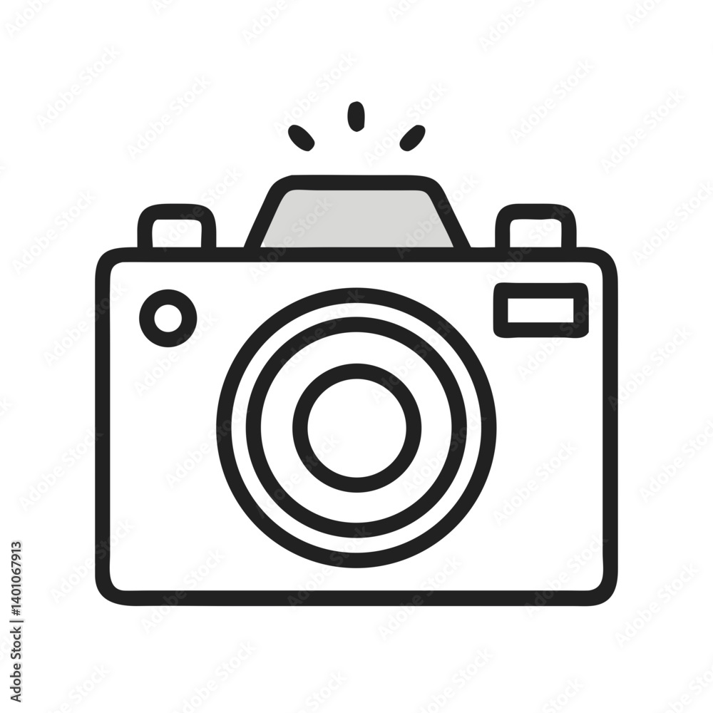 Digital Camera with Lens and Flash Icon Design Digital Camera with Lens and Flash Icon Design