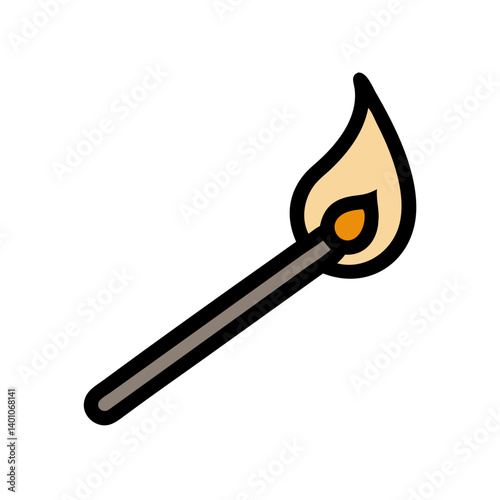 Lit Matchstick with Small Flame Icon Design