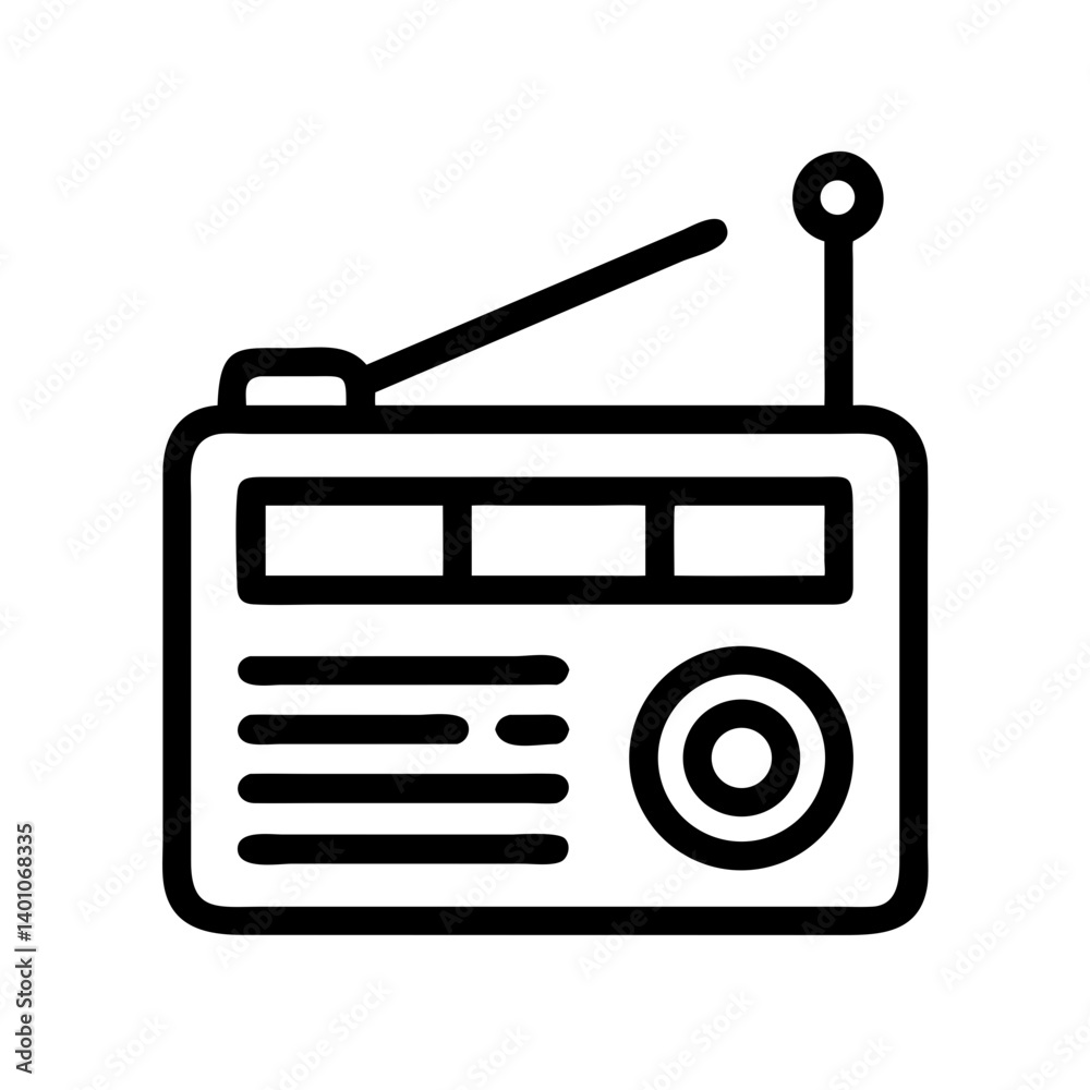 Portable Radio with Antenna Icon Design Portable Radio with Antenna Icon Design