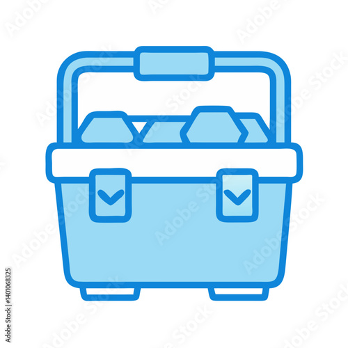Portable Cooler with Ice Cubes Icon Design