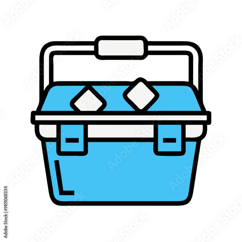Portable Cooler with Ice Cubes Icon Design