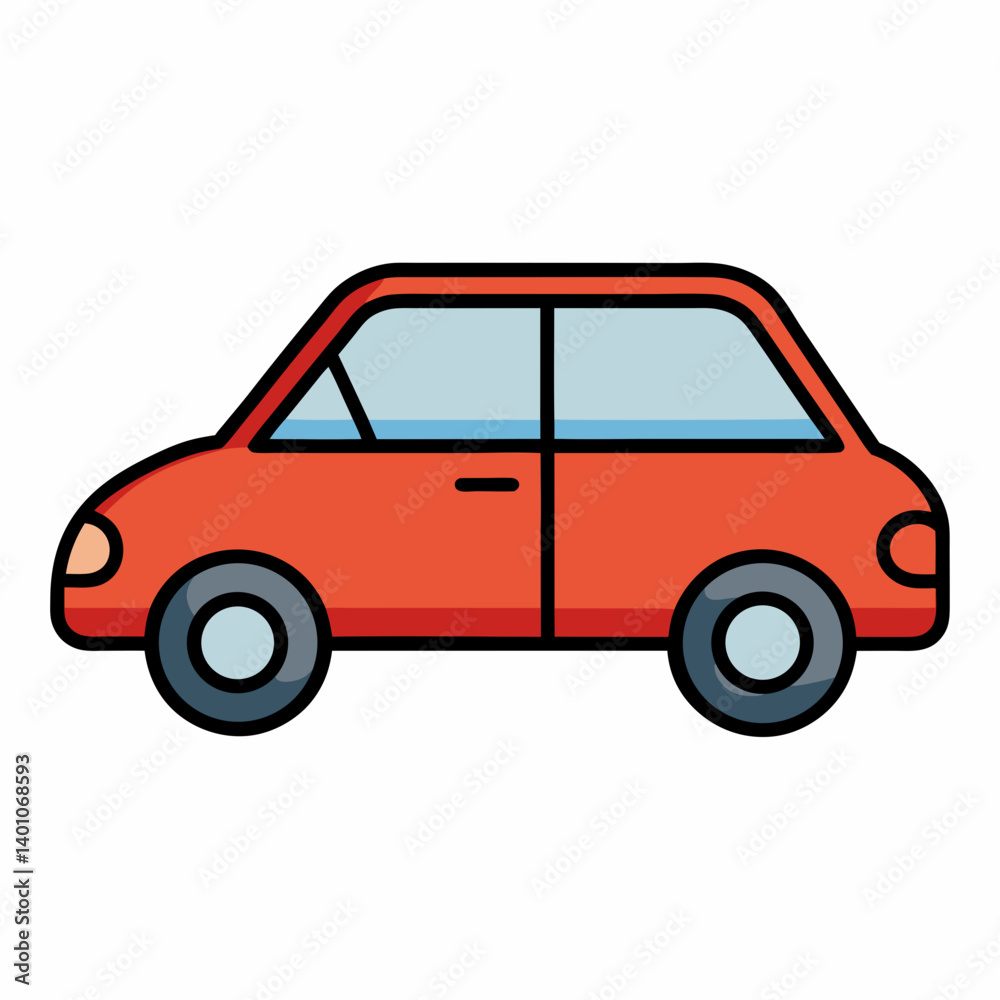 Red classic cartoon car side view travel vehicle icon
Red classic cartoon car side view travel vehicle icon