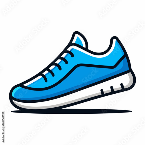 Blue cartoon running shoe sneaker fitness footwear icon

