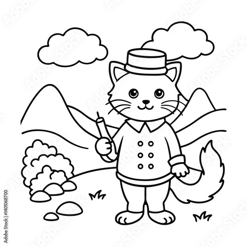 santa claus on the snow coloring book page vector illustration