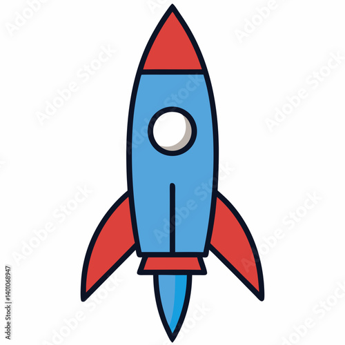 Retro style cartoon rocket spaceship takeoff vector

