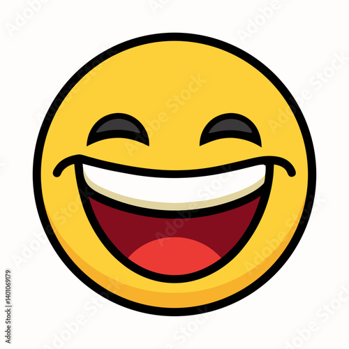 Joyful Smiling Face Icon for Expressing Happiness and Positivity