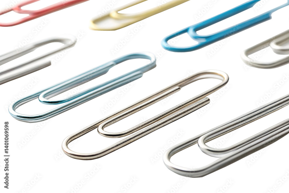close-up of paper clips, isolated on transparent background - generated by ai close-up of paper clips, isolated on transparent background - generated by ai