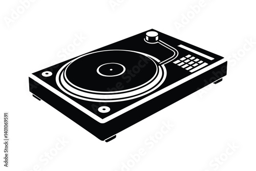 Silhouette art illustration of a DJ turntable.eps